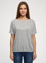 Neden Tekstil Kadın Relaxed Fit Gri Kısa Kollu T-shirt