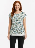 Kadın Çiçek Desenli Kısa Kol T-Shirt
