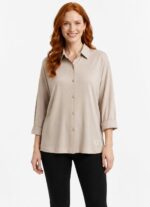Neden Tekstil Kadın Bej Oversize Uzun Kollu Gömlek