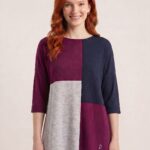 Kadın Renk Bloklu Oversize Tunik Bluz