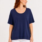 Lacivert Oversize Kadın Basic T-Shirt