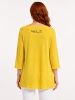 Neden Tekstil Sarı Kadın Desenli Oversize Triko Bluz - Görsel 2