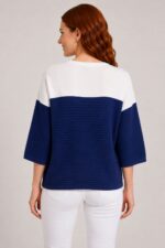 Kadın Triko Kumaş Relaxed Fit Yarım Kollu Bluz - Görsel 2
