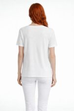 Neden Tekstil Beyaz Kadın Kısa Kollu Baskılı Yuvarlak Yaka T-Shirt - Görsel 2