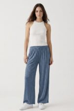 Kadın Fitilli Halter Yaka Crop Bluz - Görsel 2