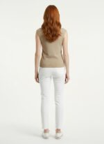 Neden Tekstil Kadın Basic Fit V Yaka Kolsuz Bej Süveter - Görsel 2