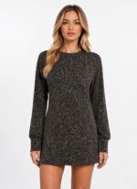 Neden Tekstil Kadın Uzun Kollu Regular Fit Mini Elbise