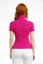 Boğazlı Yarasa Kollu Fitilli Crop Bluz - Görsel 2