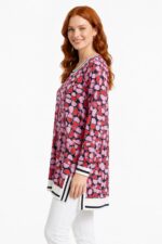 Kadın Geometrik Desenli Uzun Kollu Tunik T-Shirt - Görsel 3
