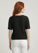 Kadın Siyah Dokulu Regular Fit Bluz - Görsel 2