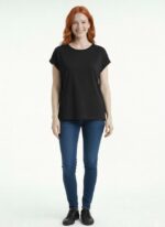 Neden Tekstil Siyah Kadın Basic Rahat Kesim T-Shirt