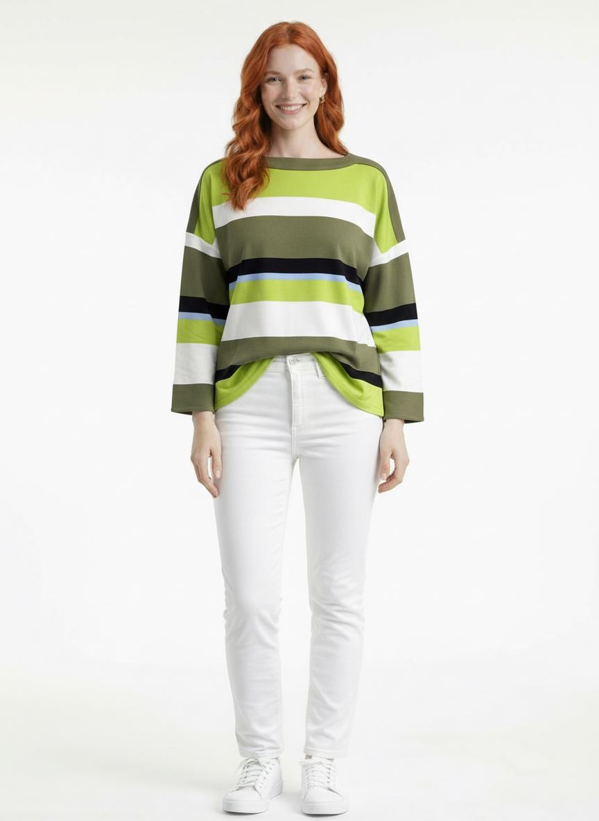 e0c1c46b-f3d2-449c-9cf1-59840b8ea38a.jpg Neden Tekstil Kadın Renkli Çizgili Oversize Bluz - Görsel 1