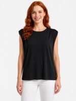 Kadın Siyah Kolsuz Relaxed T-Shirt