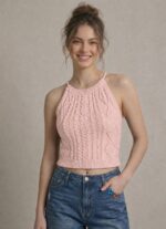Kadın Triko Örme Halter Yaka Crop Bluz