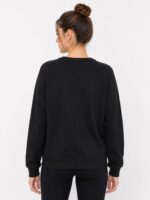 Siyah Rahat Kesim Kadın Sweatshirt - Görsel 2