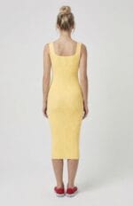 Premium Fit Kare Yaka Fitilli Triko Midi Elbise - Görsel 2