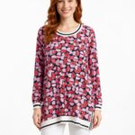 Kadın Geometrik Desenli Uzun Kollu Tunik T-Shirt