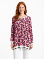 Kadın Geometrik Desenli Uzun Kollu Tunik T-Shirt