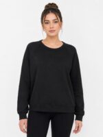 Siyah Rahat Kesim Kadın Sweatshirt