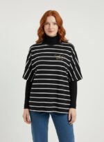 Neden Tekstil Kadın Siyah Beyaz Çizgili Oversize T-Shirt
