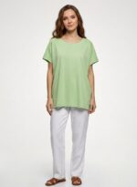 Neden Tekstil Kadın Yeşil Basic Kısa Kollu Oversize Tişört