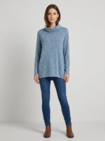 Kadın Mavi Yaka Detaylı Uzun Kollu Sweatshirt
