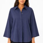 Neden Tekstil Kadın Lacivert Oversize Pamuklu Gömlek