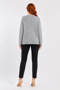 Neden Tekstil Kadın Gri Triko Oversize Yuvarlak Yaka Kazak - Görsel 2