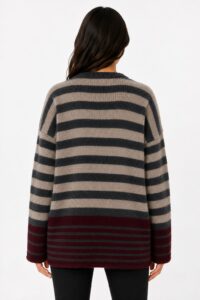 Neden Tekstil Kadın Çizgili Oversize Triko Kazak - Görsel 2