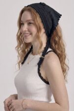 Neden Tekstil Kadın File Örgü Dantel Görünümlü Çok Amaçlı Bandana Yazlık Plaj Uyumlu Delikli Triko Saç Bandanası Ve Bel Aksesuarı