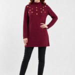 Neden Tekstil Bordo Uzun Triko Kadın Tunik Bluz