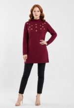 Neden Tekstil Bordo Uzun Triko Kadın Tunik Bluz