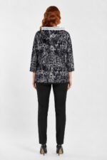 Neden Tekstil Kadın Kapüşonlu Siyah Beyaz Desenli Sweatshirt - Görsel 2