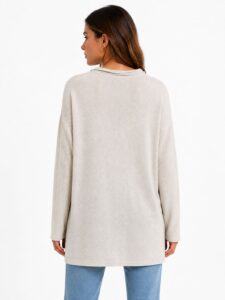 Neden Tekstil Kadın Relaxed Fit Uzun Kollu Bej Triko Bluz - Görsel 2