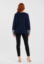 Neden Tekstil Kadın Oversize Triko Kazak - Leopar Detaylı Kol - Görsel 2
