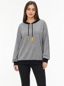 Neden Tekstil Kadın Oversize Siyah Kayık Yaka Sweatshirt