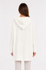 Neden Tekstil Kadın Beyaz Kapüşonlu Oversize Sweatshirt - Görsel 2