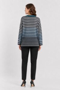 Neden Tekstil Kadın Çizgili Oversize Triko Kazak - Görsel 2