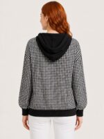 Neden Tekstil Kadın Kapüşonlu Siyah Beyaz Kareli Sweatshirt - Görsel 2