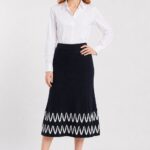 Neden Tekstil Kadın Midi Triko Etek - Trend Desenli