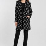 Neden Tekstil Kadın Siyah Beyaz Ekose Desenli Blazer Ceket