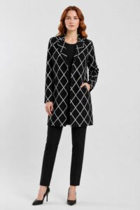 Neden Tekstil Kadın Siyah Beyaz Ekose Desenli Blazer Ceket