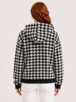 Neden Tekstil Kadın Kazayağı Desenli Kapüşonlu Fermuarlı Sweatshirt Ceket - Görsel 2