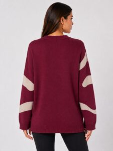Neden Tekstil Kadın Oversize Desenli Triko Kazak - Görsel 2