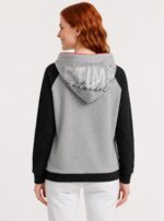 Neden Tekstil Kadın Kapüşonlu Siyah Gri Sweatshirt - Görsel 2