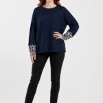 Neden Tekstil Kadın Oversize Triko Kazak - Leopar Detaylı Kol