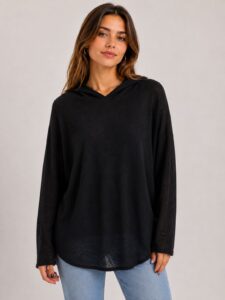 Neden Tekstil Kadın Kapüşonlu Siyah Regular Fit Sweatshirt