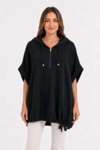 Neden Tekstil Kadın Kapüşonlu Oversize Siyah Sweatshirt