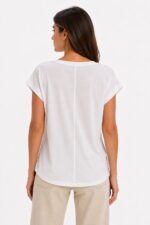 Neden Tekstil Kadın V Yaka Beyaz Kısa Kollu T-Shirt - Görsel 2