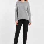 Neden Tekstil Kadın Gri Triko Oversize Yuvarlak Yaka Kazak